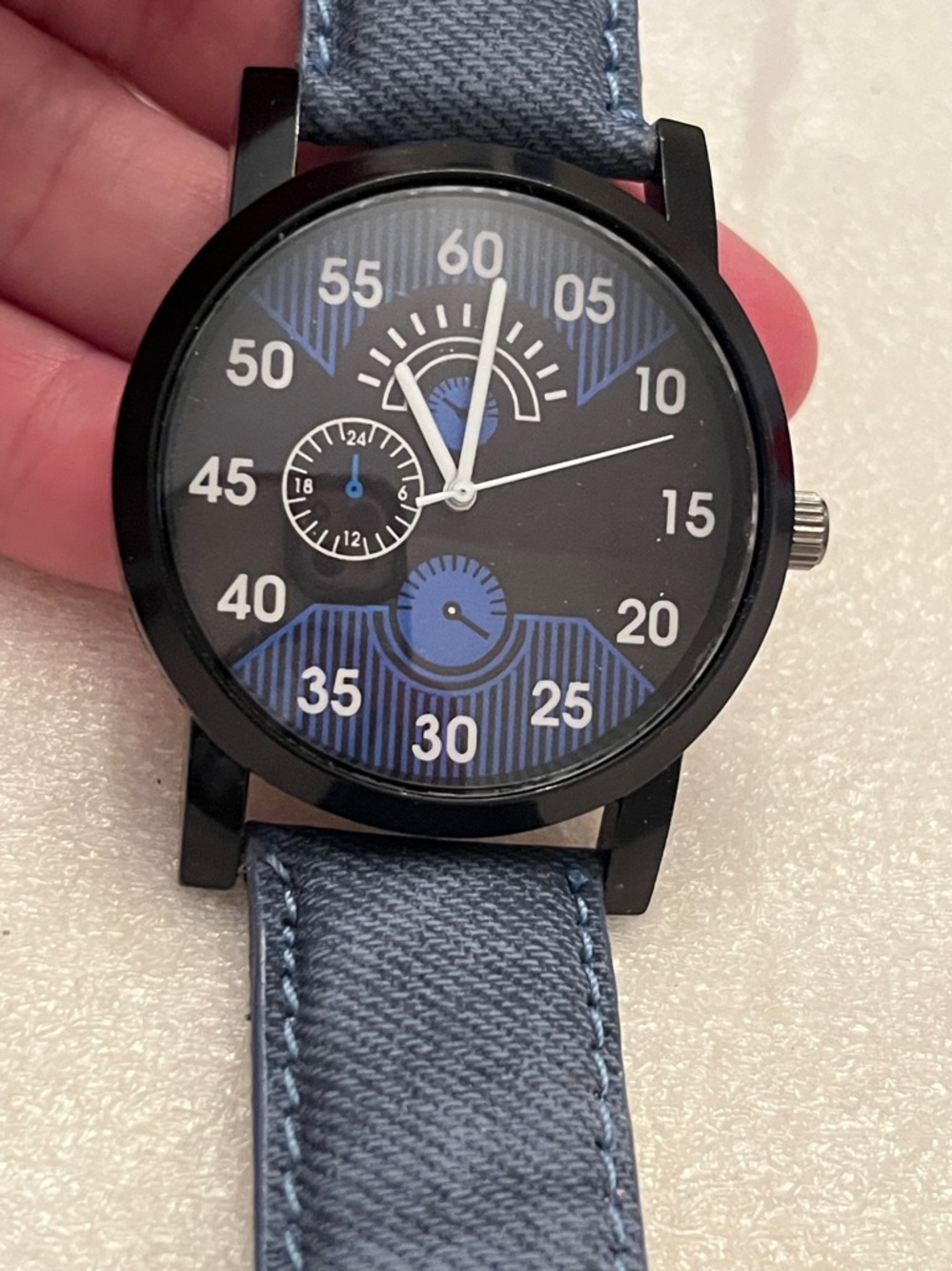 Men's Black & Navy Analog Watch